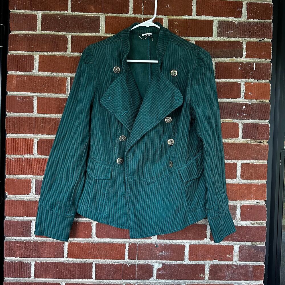 Cabi Green Double Breasted Knit Jacket Blazer Women Medium